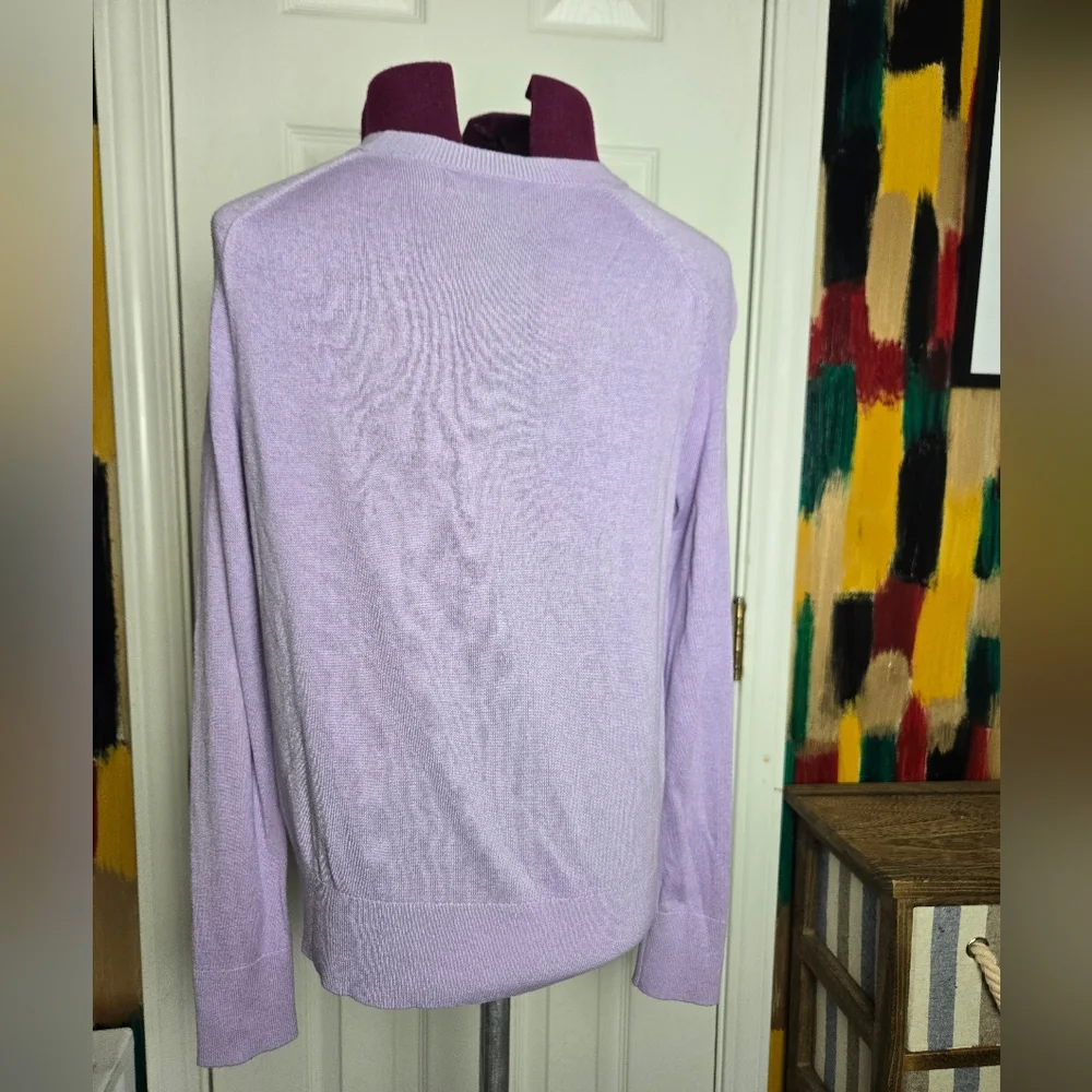 Banana Republic Yak Silk Rayon Blend Lavender Purple Crew Neck Knit Sweater XS - Picture 2 of 7